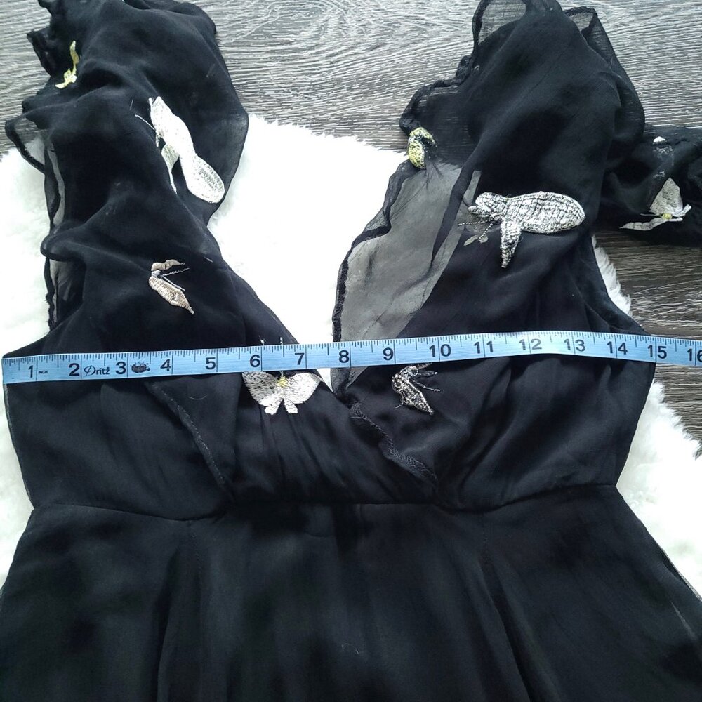 RARE Kate Moss for Topshop Chiffon Embroidered Butterfly Dress in Black Sz 2 - Picture 8 of 10